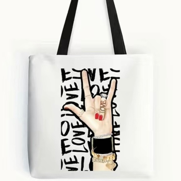 Handbags - NWT-Black & White Peace & Love Tote